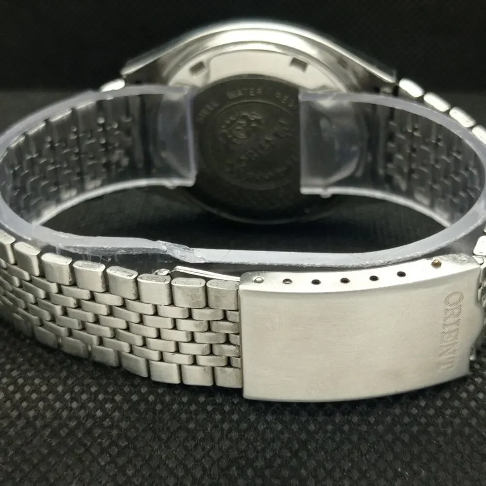 Vintage 1989 Orient Automatic Mens Silver Watch W/daydate & Gold accents